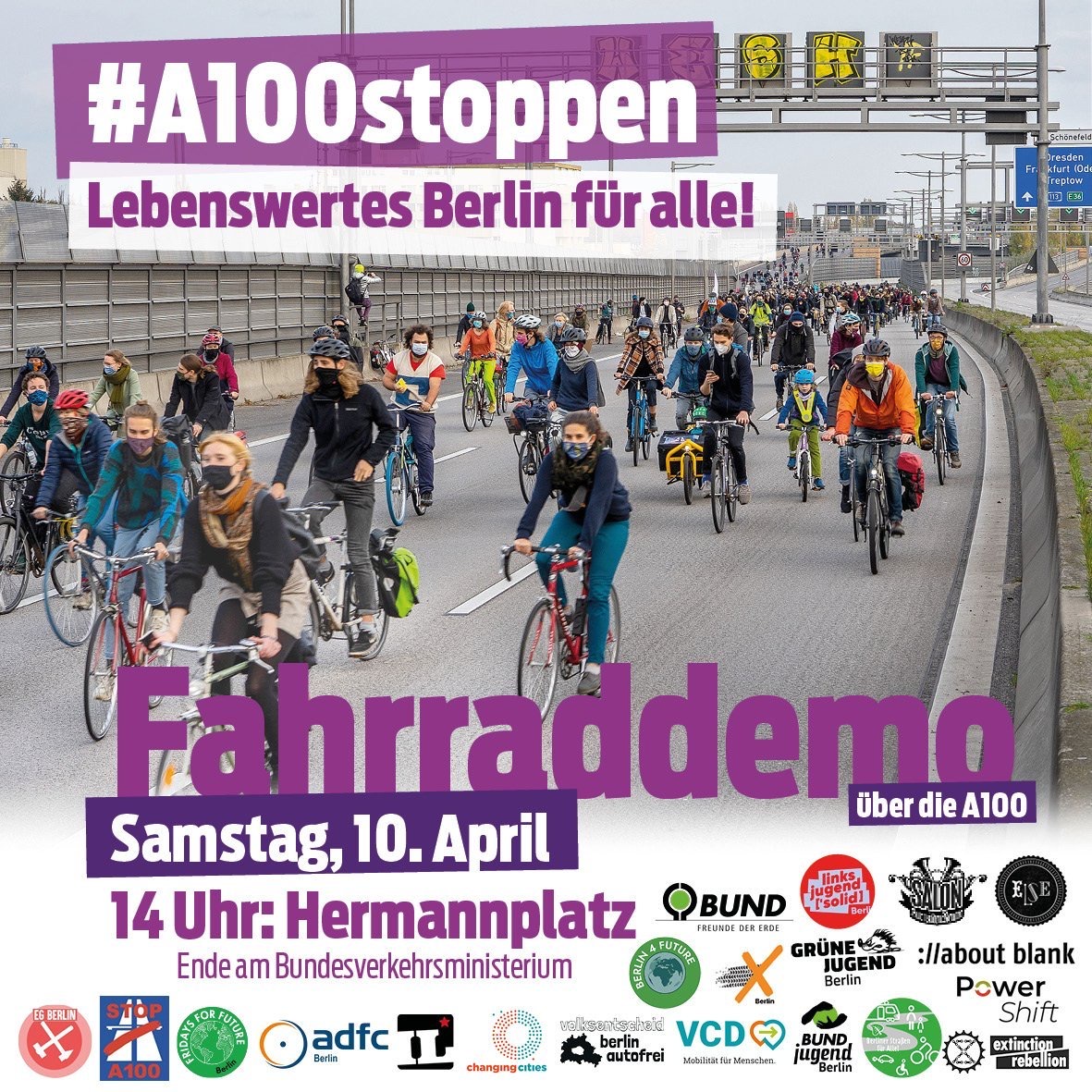 A100 stoppen – Demo am Samstag, 10.4. 14h